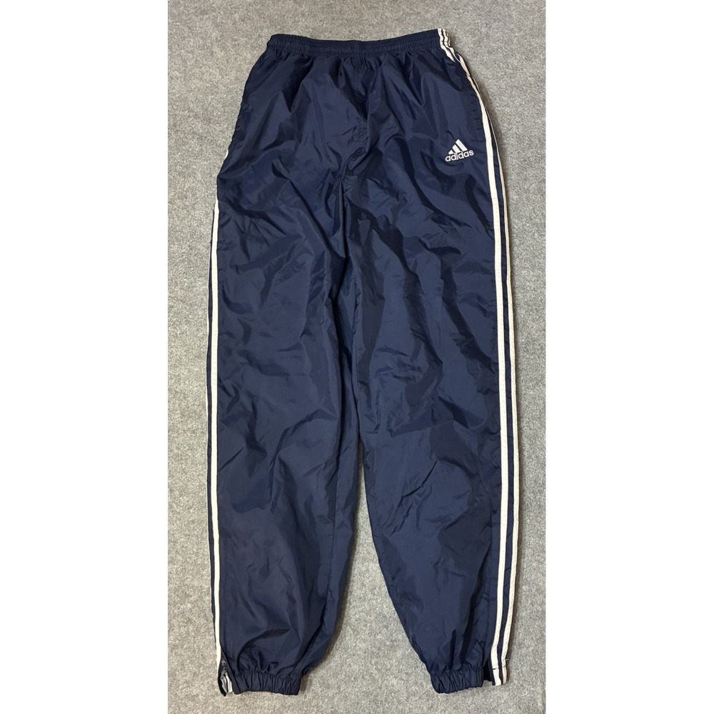 Vintage Adidas Men's Track Pants Medium Navy Blue Ankle Zip Windbreaker 90s Y2K